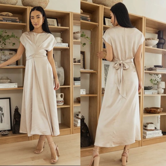 Bohme Boutique | Dresses | New Bhme Rosalind Midi Dress In Champagne |  Poshmark